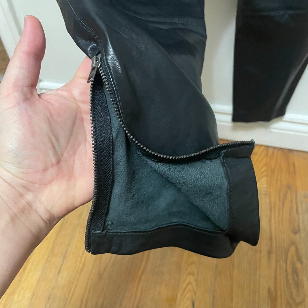 Free People (Neon Blonde) ‘Nadia’ High-Rise Genuine Lamb Leather Pants Size 28 - Picture 5 of 13
